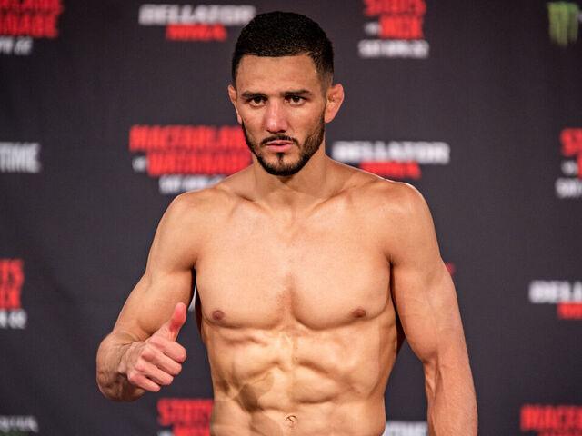 HONOLULU, HAWAII - APRIL 21: Aaron Pico weighs in at 145.6lb on April 21, 2023, at Blaisdell Arena in Honolulu, Hawaii.