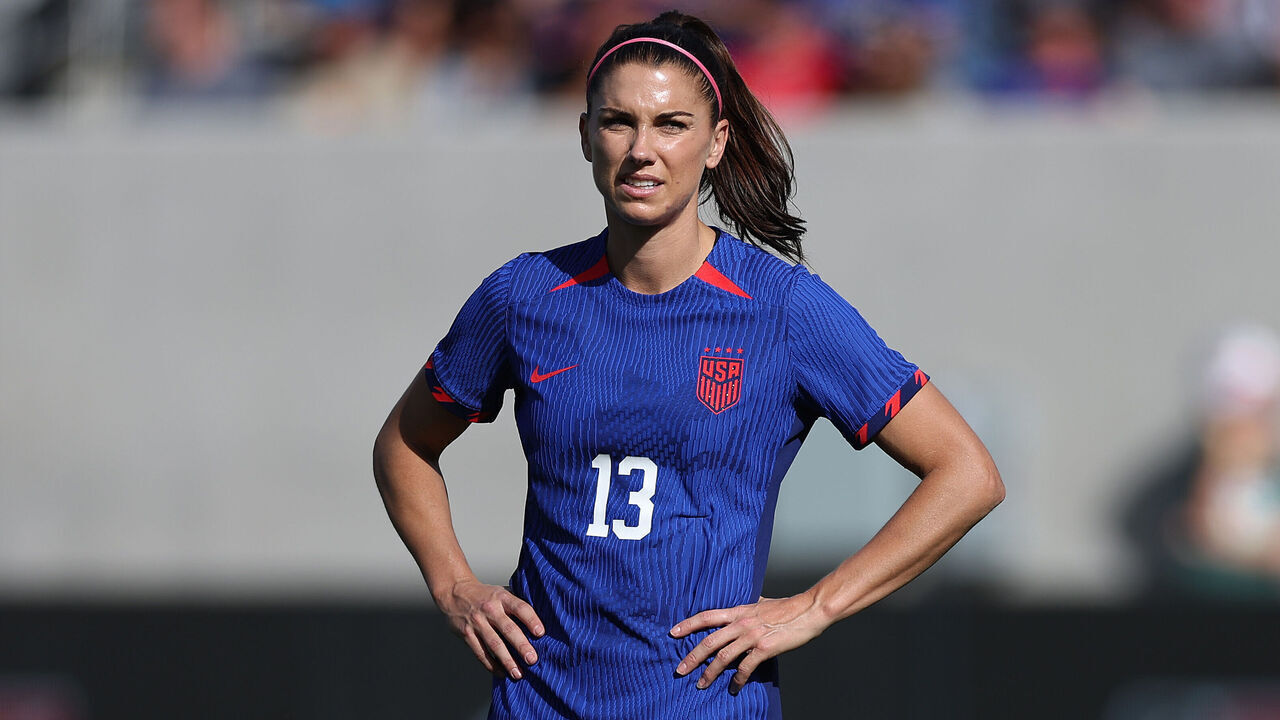 SAN DIEGO, CALIFORNIA - OCTOBER 29: Alex Morgan #13 of Team United States looks on during the first half of a game at Snapdragon Stadium on October 29, 2023 in San Diego, California.
