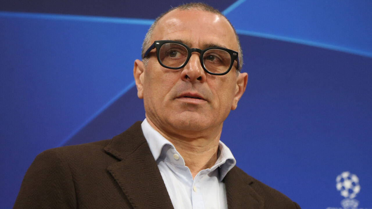 Napoli's Italian headcoach Francesco Calzona attends a press conference on the eve of the UEFA Champions League last 16 first leg football match between Napoli and Barcelona at the Diego Armando Maradona stadium on February 20, 2024.