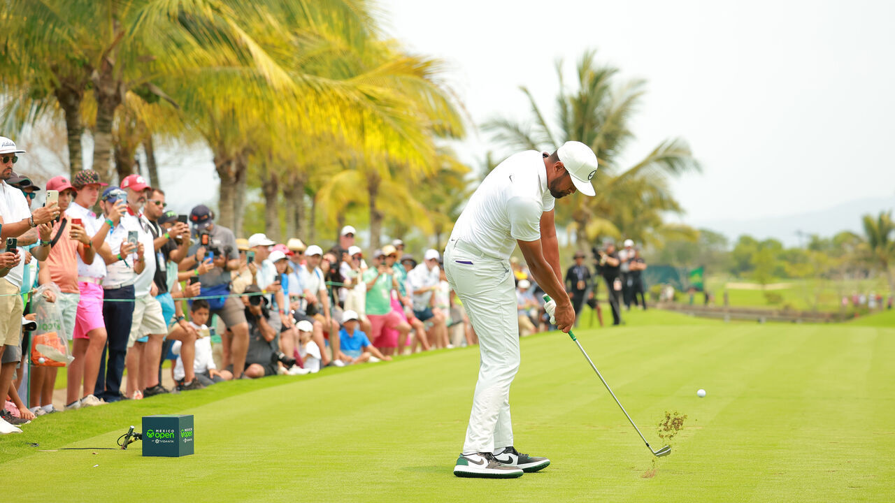 PUERTO VALLARTA, MEXICO - APRIL 30: Tony Finau of the United States plays his shot from the 5th tee during the final round of the Mexico Open at Vidanta on April 30, 2023 in Puerto Vallarta, Jalisco.