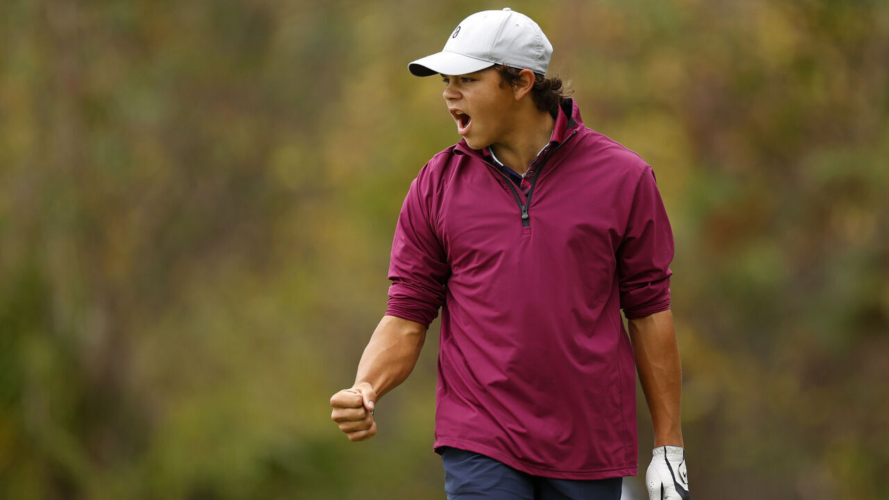 ORLANDO, FLORIDA - DECEMBER 17: Charlie Woods of the United States during the final round of the PNC Championship at The Ritz-Carlton Golf Club on December 17, 2023 in Orlando, Florida.