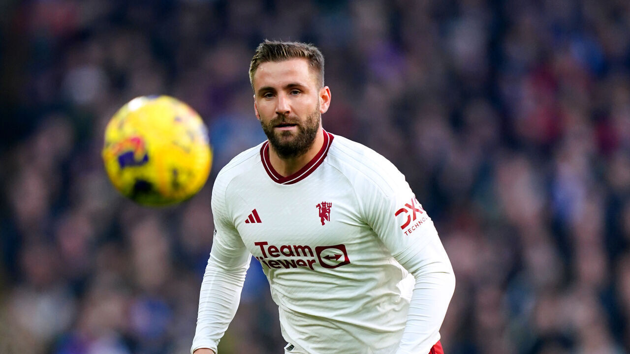 Manchester United's Luke Shaw during the Premier League match at Villa Park, Birmingham. Picture date: Sunday February 11, 2024.
