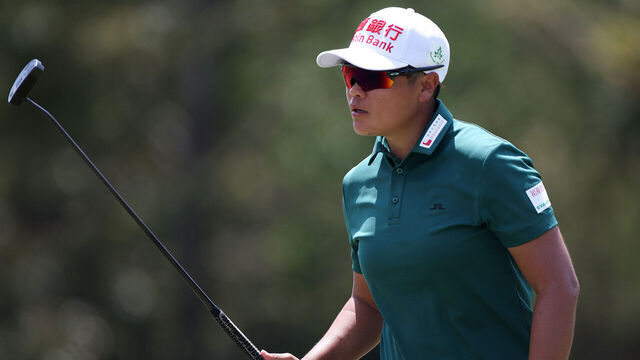 CHON BURI, THAILAND - FEBRUARY 22: Peiyun Chien of Chinese Taipei reacts after making a putt during the first round of the Honda LPGA Thailand at Siam Country Club on February 22, 2024 in Chon Buri, Thailand.