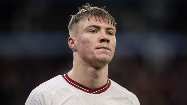 BIRMINGHAM, ENGLAND - FEBRUARY 11: Rasmus Hojlund of Manchester United during the Premier League match between Aston Villa and Manchester United at Villa Park on February 11, 2024 in Birmingham, England.