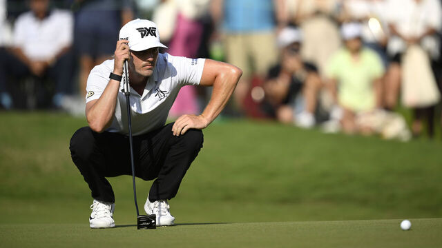 PUERTO VALLARTA, MEXICO - FEBRUARY 24: Jake Knapp of the United States lines up a putt on the 18th green during the third round of the Mexico Open at Vidanta at Vidanta Vallarta on February 24, 2024 in Puerto Vallarta, Jalisco.