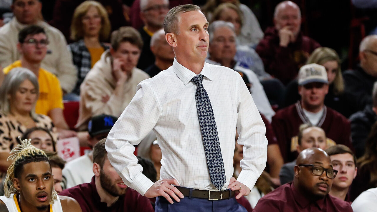 GLENDALE, AZ - JANUARY 06: Arizona State Sun Devils head coach Bobby Hurley looks on during the college basketball game between the Colorado Buffaloes and the Arizona State Sun Devils on January 6, 2024 at Desert Diamond Arena in Tempe, Arizona.