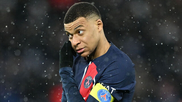 PARIS, FRANCE - FEBRUARY 25: Kylian Mbappe of Paris Saint - Germain reacts during the French Ligue 1 (L1) soccer match between Paris Saint-Germain (PSG) and Stade Rennais FC (Rennes) at Parc des Princes stadium in Paris, France on February 25, 2024.
