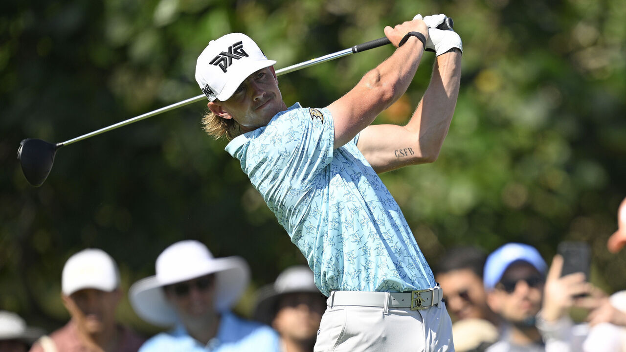 PUERTO VALLARTA, MEXICO - FEBRUARY 25: Jake Knapp of the United States plays his shot from the 14th tee during the final round of the Mexico Open at Vidanta at Vidanta Vallarta on February 25, 2024 in Puerto Vallarta, Jalisco.