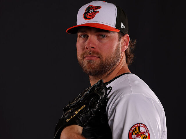 SARASOTA, FLORIDA - FEBRUARY 21: Corbin Burnes #39 of the Baltimore Orioles poses for a portrait during photo day at Ed Smith Stadium on February 21, 2024 in Sarasota, Florida.
