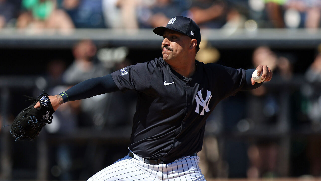 TAMPA, FL - FEBRUARY 26: Nestor Cortes #65 of the New York Yankees pitches during a spring training game against the Minnesota Twins at George M. Steinbrenner Field on February 26, 2024 in Tampa, Florida.