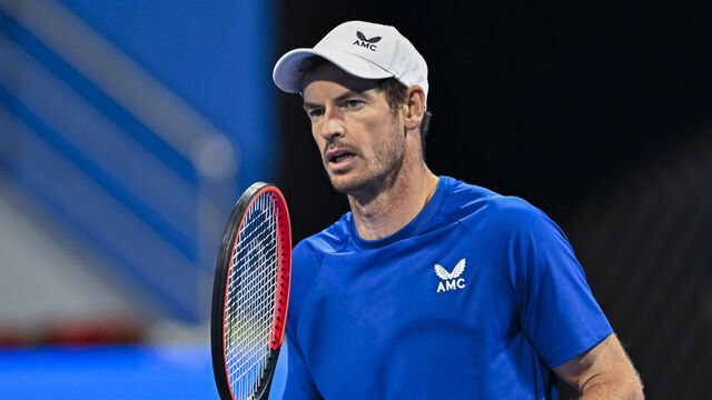 Andy Murray from Great Britain is playing in his round of 16 singles match against Jake Mensik from the Czech Republic at the ATP Qatar ExxonMobil Open tennis tournament at the Khalifa International Tennis Complex in Doha, Qatar, on February 21, 2024.