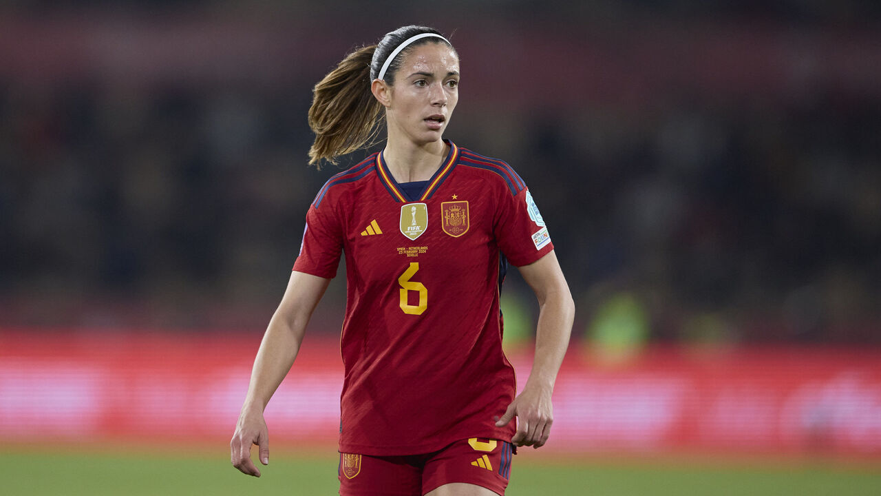 SEVILLE, SPAIN - FEBRUARY 23: Aitana Bonmati of Spain looks on during the UEFA Women's Nations League 2024 semifinal match between Spain and Netherlands at Estadio de La Cartuja on February 23, 2024 in Seville, Spain.