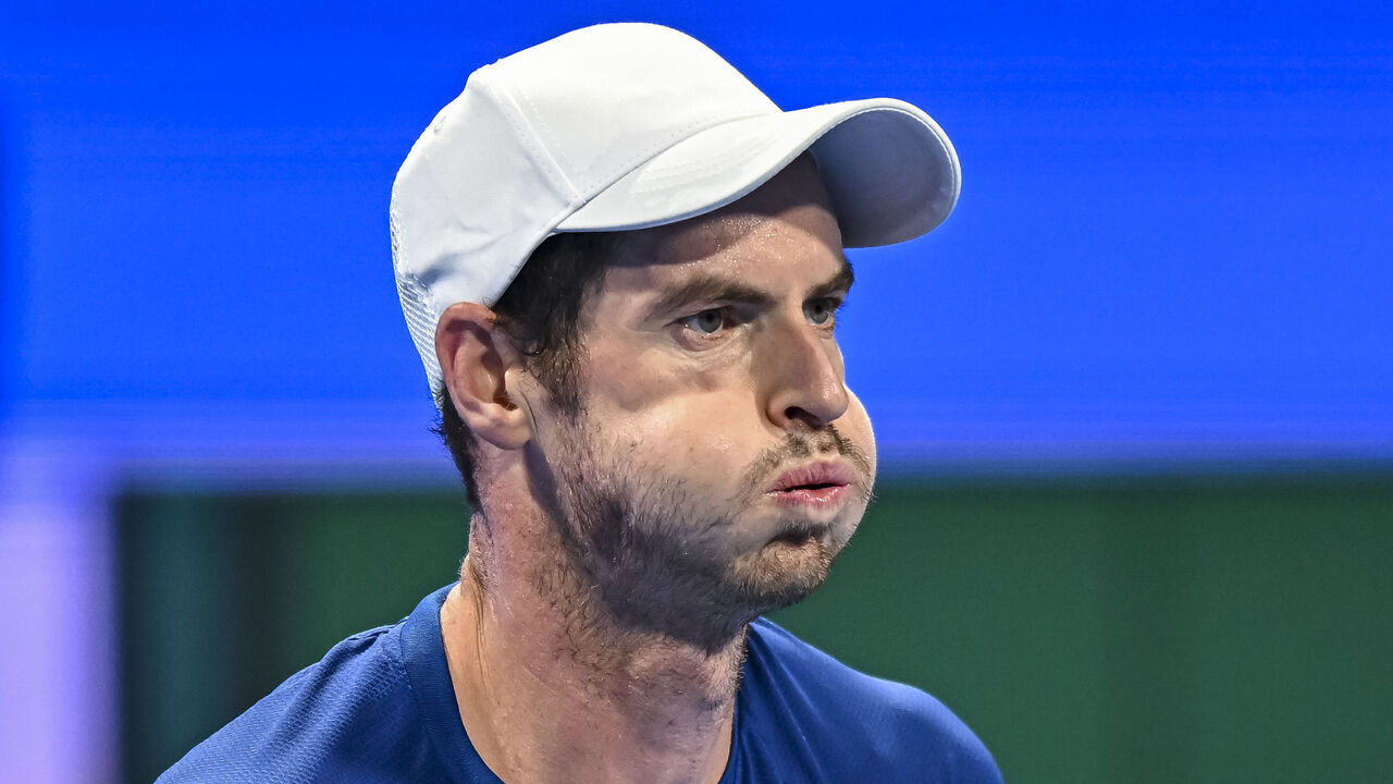 Andy Murray from Great Britain is playing against Alexandre Muller from France in his round of 32 singles match at the ATP Qatar ExxonMobil Open tennis tournament at the Khalifa International Tennis Complex in Doha, Qatar, on February 20, 2024.
