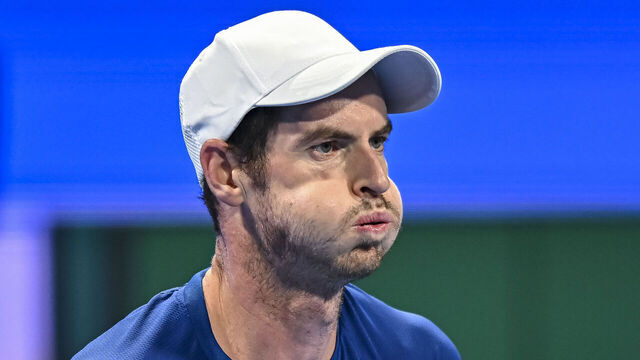 Andy Murray from Great Britain is playing against Alexandre Muller from France in his round of 32 singles match at the ATP Qatar ExxonMobil Open tennis tournament at the Khalifa International Tennis Complex in Doha, Qatar, on February 20, 2024.