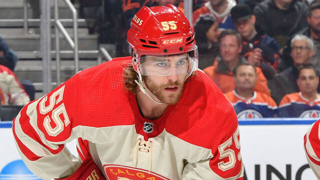 EDMONTON, CANADA - FEBRUARY 24: Noah Hanifin #55 of the Calgary Flames in action during the game against the Edmonton Oilers at Rogers Place on February 24, 2024, in Edmonton, Alberta, Canada.