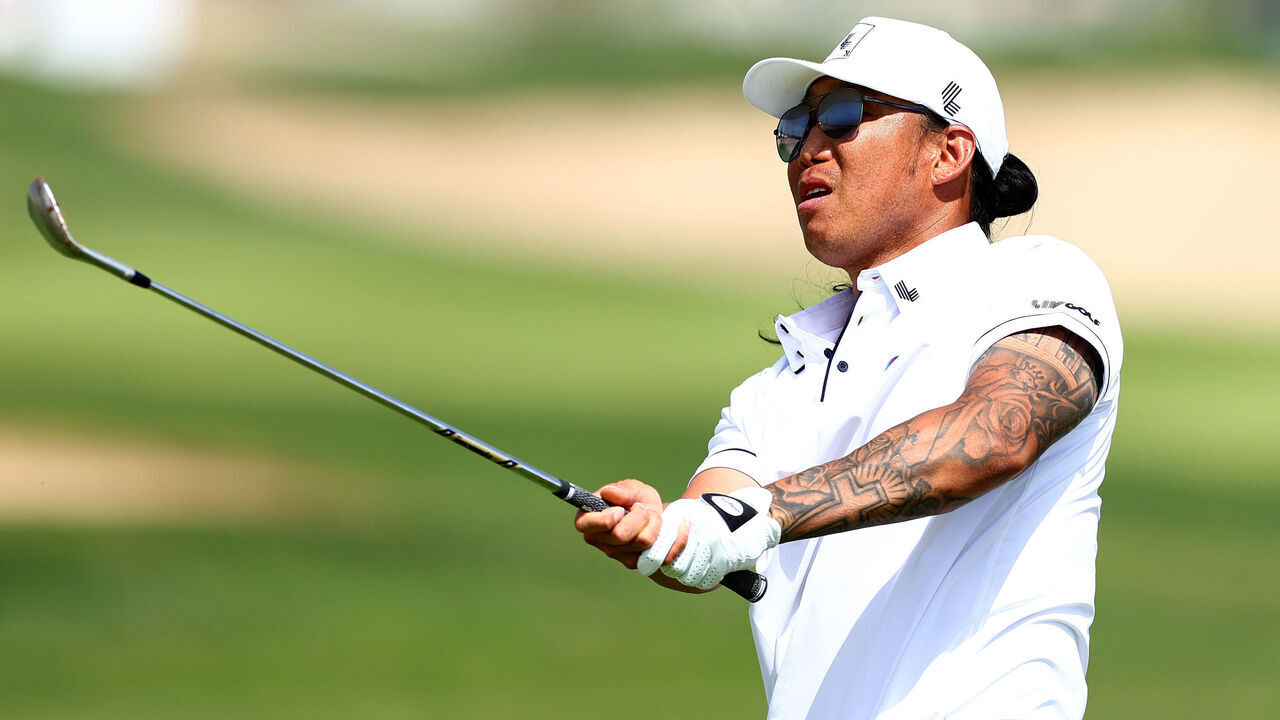 JEDDAH, SAUDI ARABIA - MARCH 01: Anthony Kim of the USA plays his second shot on the 1st hole during day one of the LIV Golf Invitational - Jeddah at Royal Greens Golf & Country Club on March 01, 2024 in Jeddah, Saudi Arabia.