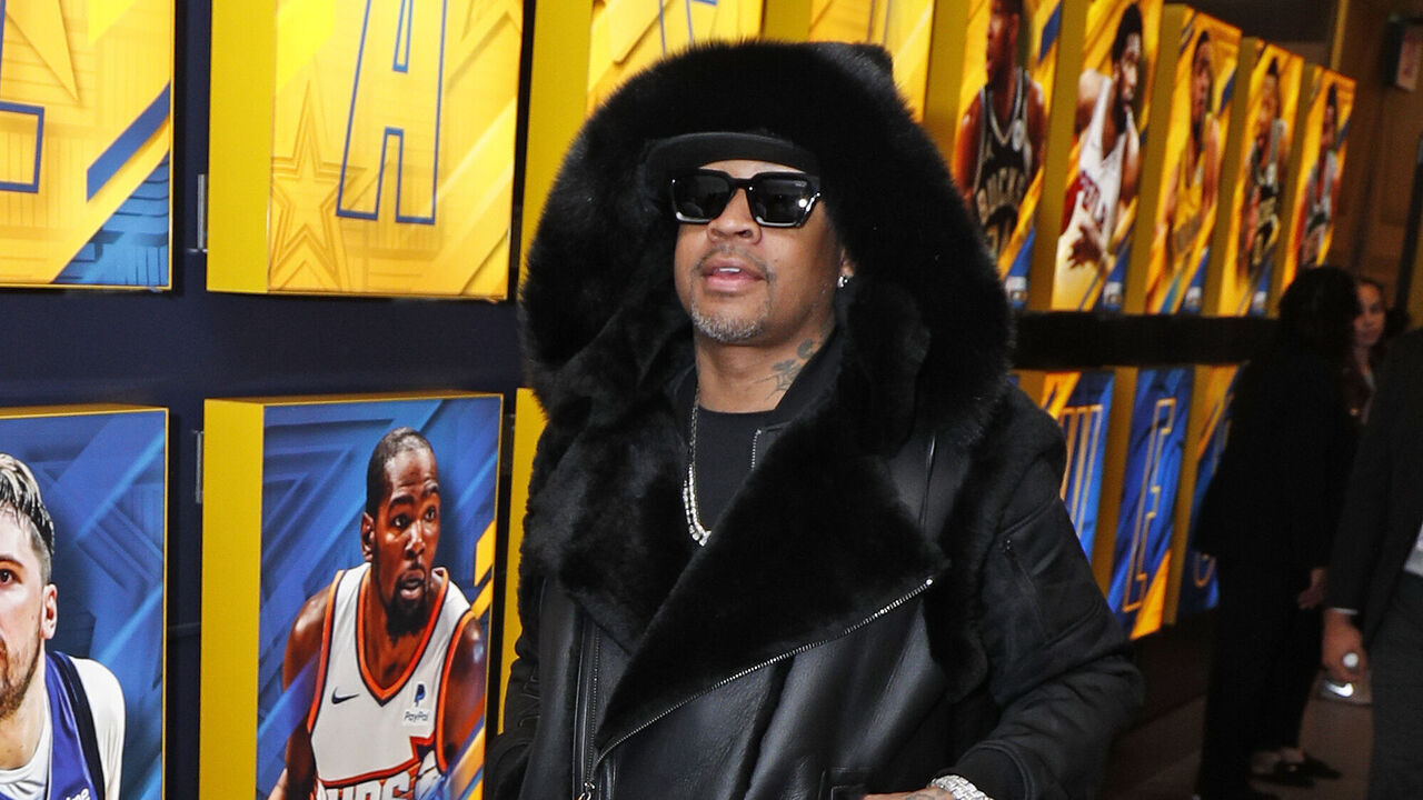 INDIANAPOLIS, IN - FEBRUARY 18: Allen Iverson arrives to the arena before the NBA All-Star Game as part of NBA All-Star Weekend on Sunday, February 18, 2024 at Gainbridge Fieldhouse in Indianapolis, Indiana. NOTE TO USER: User expressly acknowledges and agrees that, by downloading and/or using this Photograph, user is consenting to the terms and conditions of the Getty Images License Agreement. Mandatory Copyright Notice: Copyright 2024 NBAE