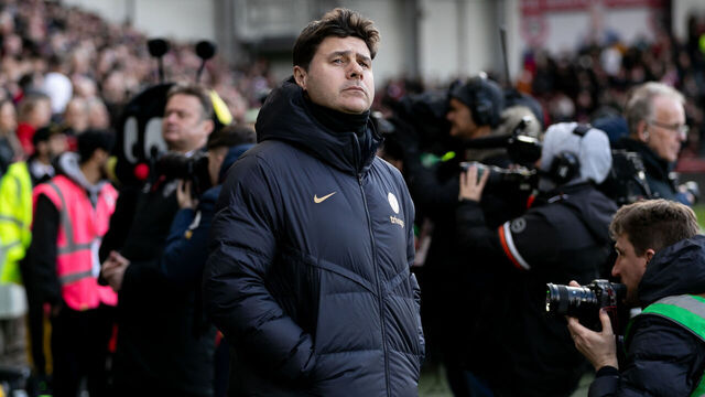 BRENTFORD, ENGLAND - MARCH 2: Chelsea manager Mauricio Pochettino looks on prior to the Premier League match between Brentford FC and Chelsea FC at Brentford Community Stadium on March 2, 2024 in Brentford, England.
