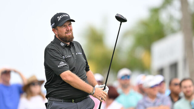 PALM BEACH GARDENS, FLORIDA - MARCH 02: Shane Lowry of Ireland watches his tee shot on the 10th hole during the third round of Cognizant Classic in The Palm Beaches at PGA National Resort the Champion Course on March 2, 2024 in Palm Beach Gardens, Florida.