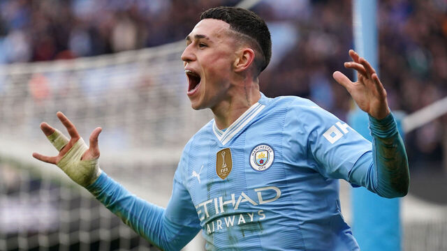 Manchester City's Phil Foden celebrates scoring their side's second goal of the game during the Premier League match at the Etihad Stadium, Manchester. Picture date: Sunday March 3, 2024.
