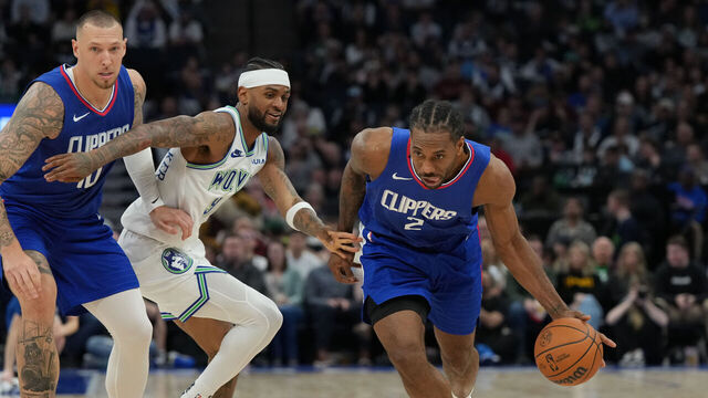 MINNEAPOLIS, MN - MARCH 3: Kawhi Leonard #2 of the LA Clippers handles the ball during the game against the Minnesota Timberwolves on March 3, 2024 at Target Center in Minneapolis, Minnesota. Mandatory Copyright Notice: Copyright 2024 NBAE