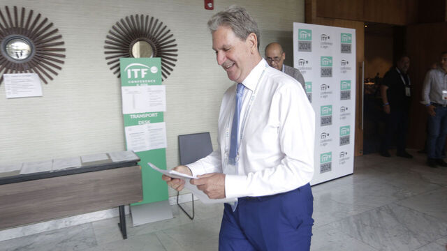 CANCUN, MEXICO - SEPTEMBER 24: David Haggerty walks after being re-elected as President of the International Tennis Federation during the '2023 ITF Annual General Meeting' at Grand Palladium Costa Mujeres hotel on September 24, 2023 in Cancun, Mexico. The International Tennis Federation (ITF) will select its new president and board of directors during its annual meeting in Cancun.