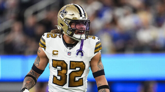 INGLEWOOD, CA - DECEMBER 21: Tyrann Mathieu #32 of the New Orleans Saints defends in coverage during an NFL football game against the Los Angeles Rams at SoFi Stadium on December 21, 2023 in Inglewood, California.