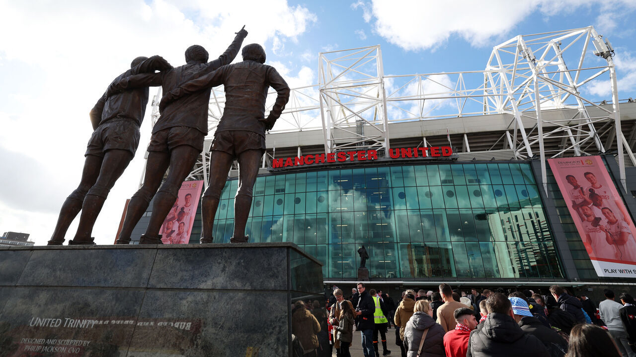 MANCHESTER, ENGLAND - FEBRUARY 24: General view outside the stadium prior to the Premier League match between Manchester United and Fulham FC at Old Trafford on February 24, 2024 in Manchester, England.