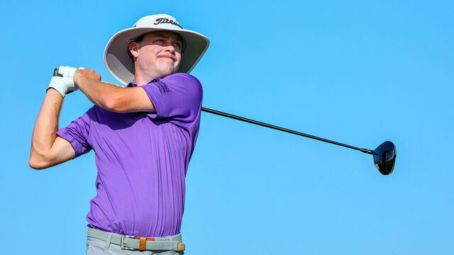 RIO GRANDE, PUERTO RICO - MARCH 08: Joe Highsmith of the United States plays his shot from the 18th tee during the second round of the Puerto Rico Open at Grand Reserve Golf Club on March 08, 2024 in Rio Grande, Puerto Rico.