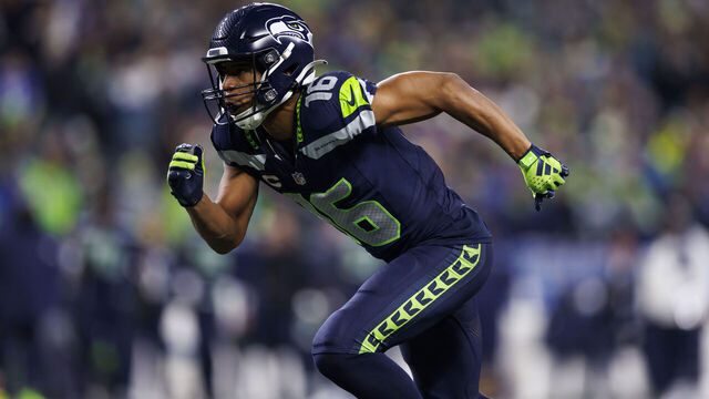 SEATTLE, WASHINGTON - DECEMBER 18: Tyler Lockett #16 of the Seattle Seahawks runs a route against the Philadelphia Eagles at Lumen Field on December 18, 2023 in Seattle, Washington.