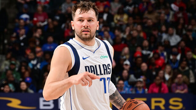 DETROIT, MI - MARCH 9: Luka Doncic #77 of the Dallas Mavericks dribbles the ball during the game against the Detroit Pistons on March 9, 2024 at Little Caesars Arena in Detroit, Michigan. NOTE TO USER: User expressly acknowledges and agrees that, by downloading and/or using this photograph, User is consenting to the terms and conditions of the Getty Images License Agreement. Mandatory Copyright Notice: Copyright 2024 NBAE