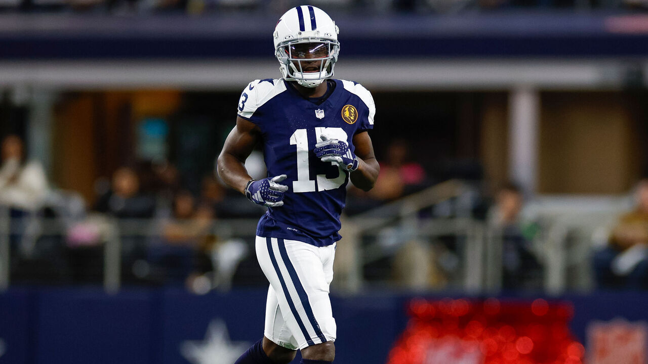 ARLINGTON, TEXAS - NOVEMBER 23: Michael Gallup #13 of the Dallas Cowboys lines up out wide against the Washington Commanders during the first half at AT&T Stadium on November 23, 2023 in Arlington, Texas.