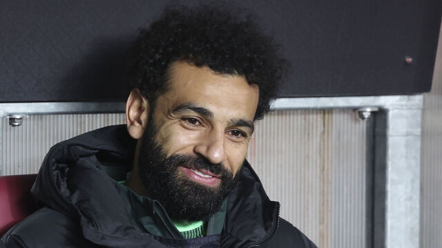 PRAGUE, CZECH REPUBLIC - MARCH 7: Mohamed Salah of Liverpool FC smiles prior to the UEFA Europa League 2023/24 round of 16 first leg match between AC Sparta Praha and Liverpool FC at Letna Stadium on March 7, 2024 in Prague, Czech Republic.