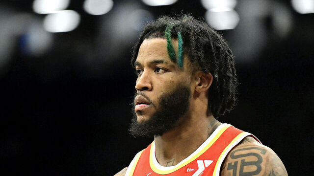 NEW YORK, NEW YORK - FEBRUARY 29: Saddiq Bey #41 of the Atlanta Hawks looks on against the Brooklyn Nets during the game at Barclays Center on February 29, 2024 in New York City.