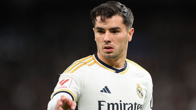 MADRID, SPAIN - MARCH 10: Brahim Diaz of Real Madrid reacts during the LaLiga EA Sports match between Real Madrid CF and Celta Vigo at Estadio Santiago Bernabeu on March 10, 2024 in Madrid, Spain.