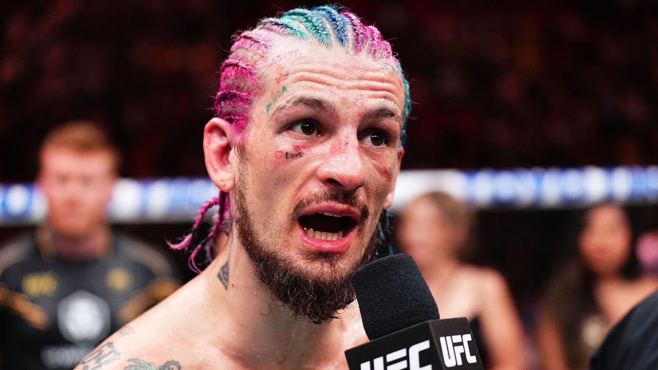 MIAMI, FLORIDA - MARCH 09: Sean O'Malley reacts after his victory against Marlon Vera of Ecuador in the UFC bantamweight championship fight during the UFC 299 event at Kaseya Center on March 09, 2024 in Miami, Florida.