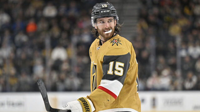 LAS VEGAS, NEVADA - MARCH 07: Noah Hanifin #15 of the Vegas Golden Knights skates during the third period against the Vancouver Canucks at T-Mobile Arena on March 07, 2024 in Las Vegas, Nevada.