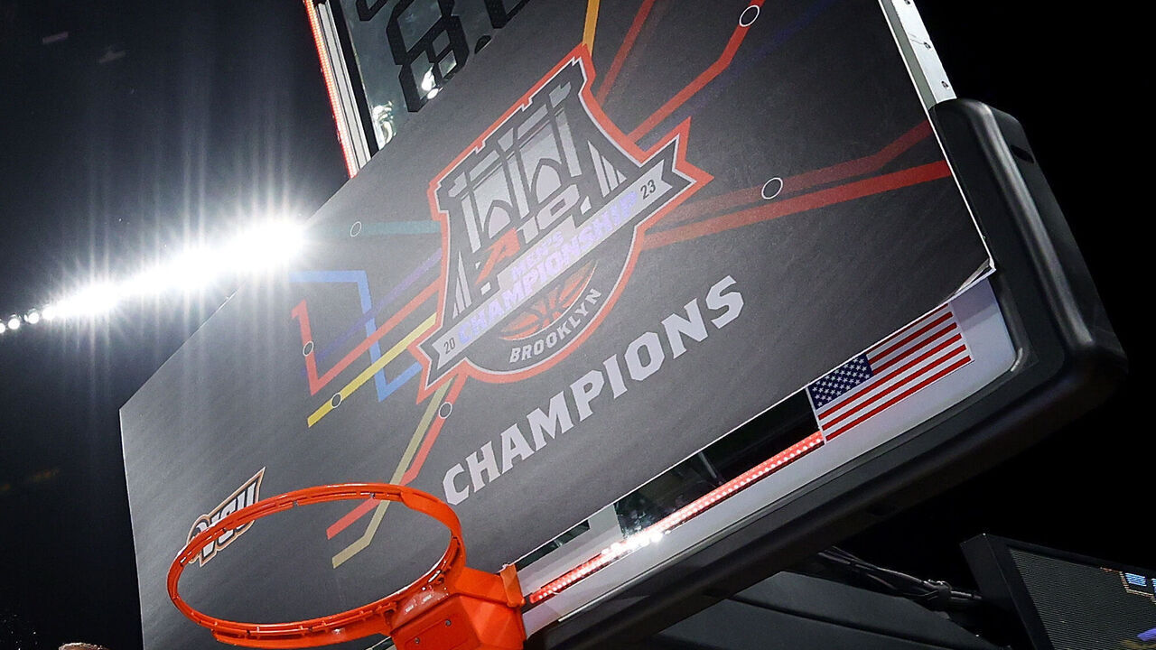 NEW YORK, NEW YORK - MARCH 12: Head coach Mike Rhoades of the Virginia Commonwealth Rams celebrates after defeating the Dayton Flyers to win the A10 Basketball Tournament Championship at Barclays Center on March 12, 2023 in New York City. Virginia Commonwealth Rams defeated Dayton Flyers 68-56.