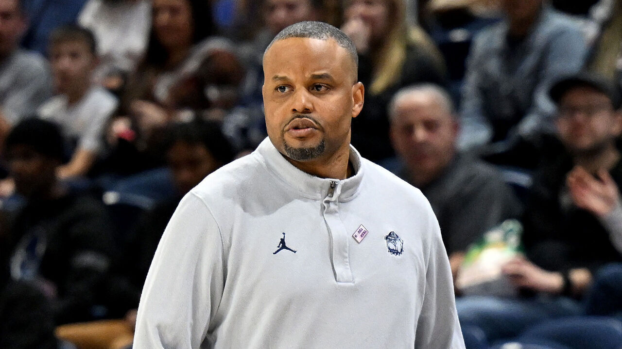 WASHINGTON, DC - JANUARY 07: Interim head coach Darnell Haney of the Georgetown Hoyas watches the game against the UConn Huskies at Entertainment & Sports Arena on January 07, 2024 in Washington, DC.