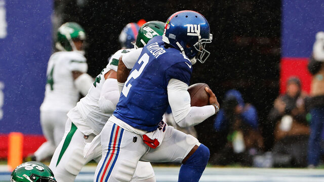 EAST RUTHERFORD, NJ - OCTOBER 29: Tyrod Taylor (2) of the New York Giants during the game against the New York Jets on October 29, 2023 at MetLife Stadium in East Rutherford, New Jersey.