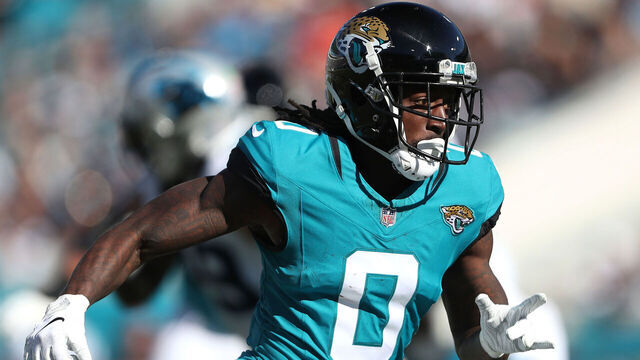 JACKSONVILLE, FLORIDA - DECEMBER 31: Calvin Ridley #0 of the Jacksonville Jaguars in action during the first half of a game against the Carolina Panthers at EverBank Stadium on December 31, 2023 in Jacksonville, Florida.