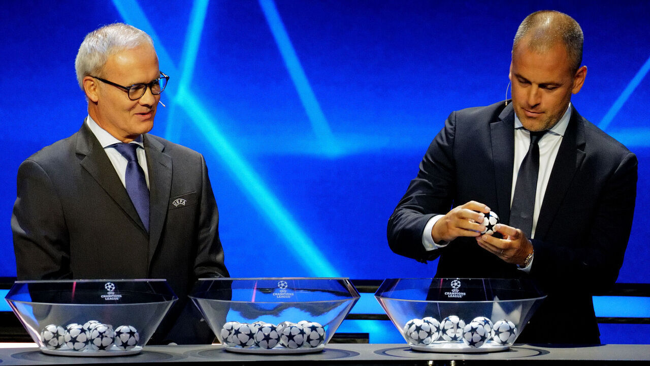 MONACO, MONACO - AUGUST 31: Special Guest Joe Cole draws a ball during the UEFA Champions League 2023/24 Group Stage Draw at Grimaldi Forum on August 31, 2023 in Monaco, Monaco.
