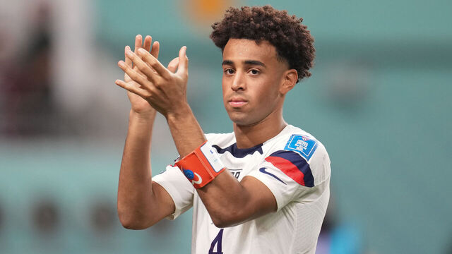 DOHA, QATAR - DECEMBER 3: Tyler Adams #4 of the United States salutes the fans after a FIFA World Cup Qatar 2022 Round of 16 match between Netherlands and USMNT at Khalifa International Stadium on December 3, 2022 in Doha, Qatar.
