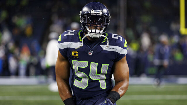 SEATTLE, WASHINGTON - DECEMBER 18: Bobby Wagner #54 of the Seattle Seahawks looks on during pregame warmups before an NFL football game against the Philadelphia Eagles at Lumen Field on December 18, 2023 in Seattle, Washington.