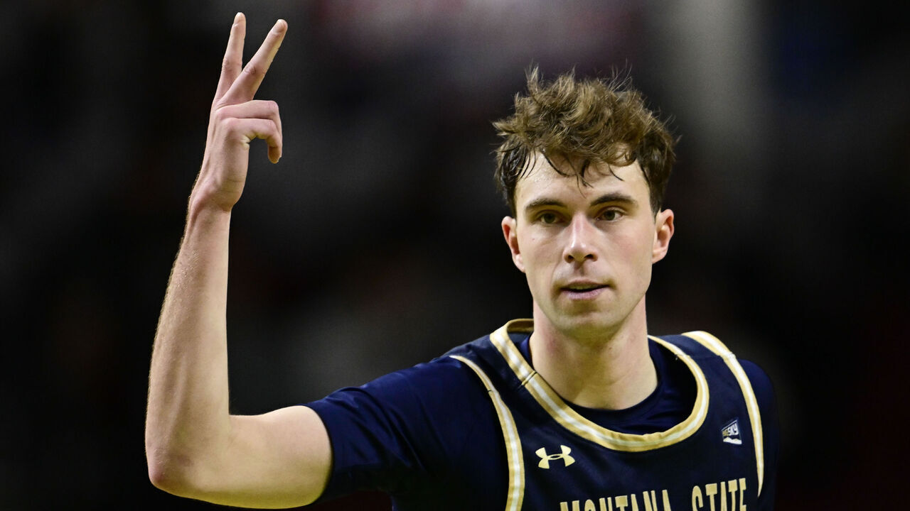 BOISE, IDAHO - MARCH 11: Tyler Patterson #11 of the Montana State Bobcats reacts after shooting a 3-pointer during the second half against the Weber State Wildcats at Idaho Central Arena on March 11, 2024 in Boise, Idaho.