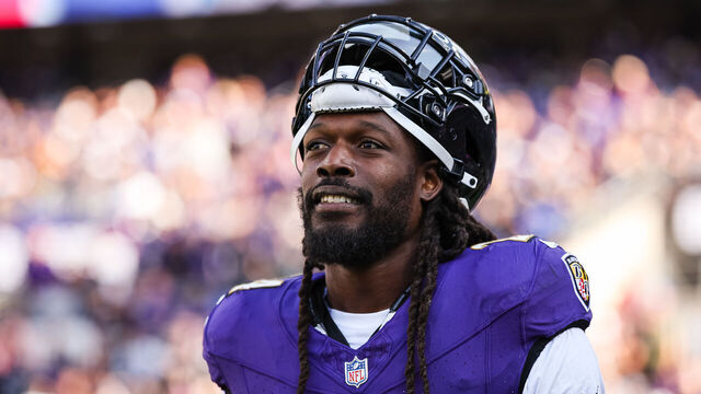 BALTIMORE, MD - NOVEMBER 05: Jadeveon Clowney #24 of the Baltimore Ravens looks on after a play against the Seattle Seahawks during the first half at M&T Bank Stadium on November 5, 2023 in Baltimore, Maryland.