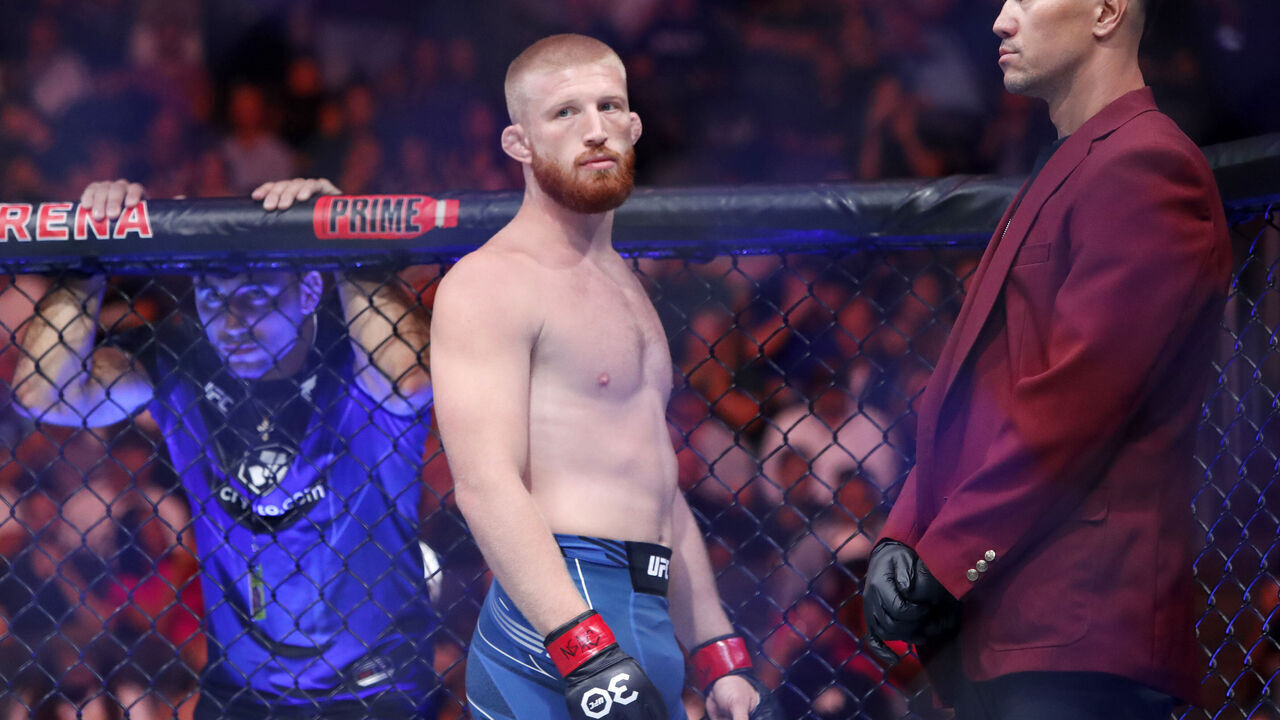 LAS VEGAS, NEVADA - JULY 08: Bo Nickal prepares for a middleweight bout against Valentine Woodburn during UFC 290 at T-Mobile Arena on July 08, 2023 in Las Vegas, Nevada. Nickal won with a first-round knockout.