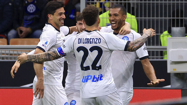 MILAN, ITALY - MARCH 17: Juan Jesus of SSC Napoli celebrates after scoring the his team's first goal during the Serie A TIM match between FC Internazionale and SSC Napoli at Stadio Giuseppe Meazza on March 17, 2024 in Milan, Italy.