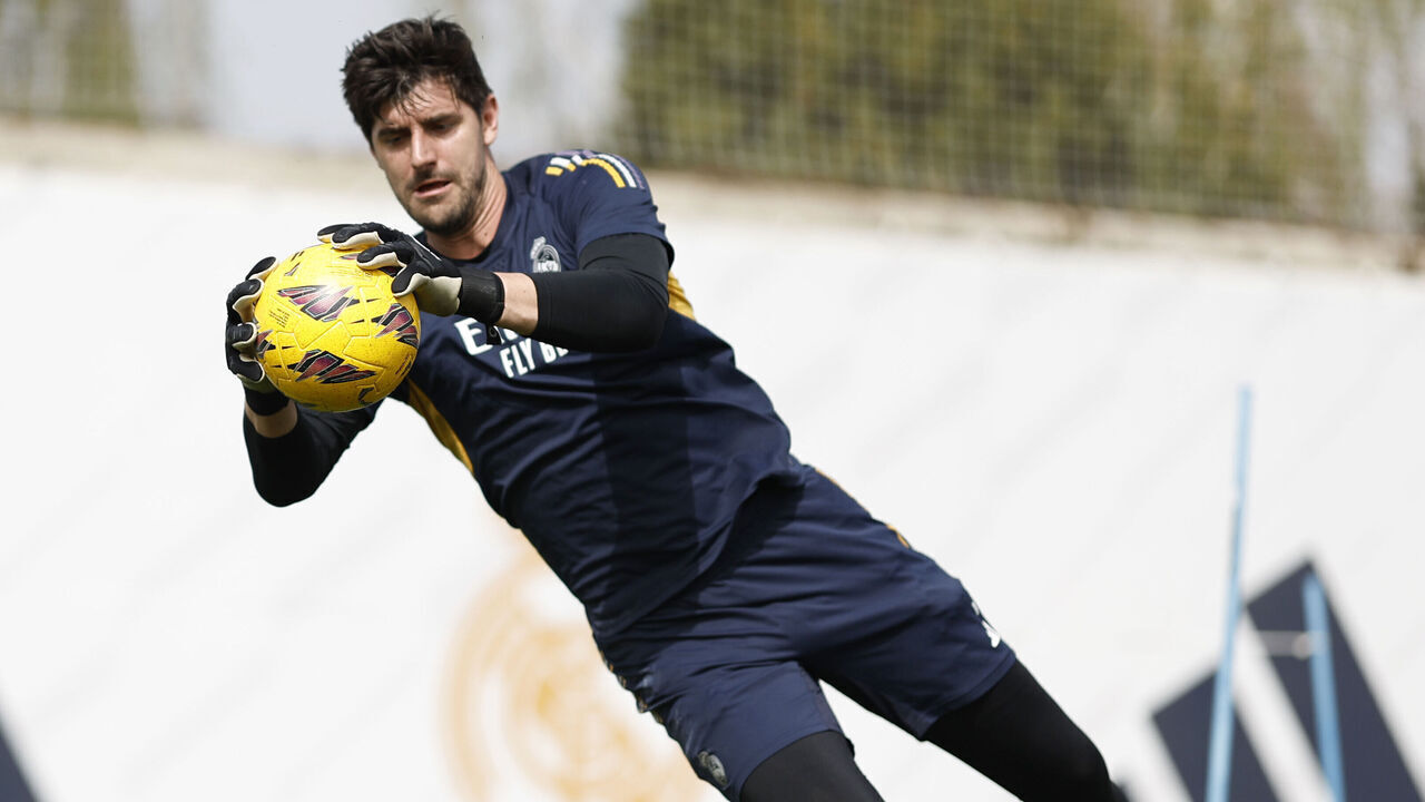 MADRID, SPAIN - MARCH 19: Thibaut Courtois player of Real Madrid is training at Valdebebas training ground on March 19, 2024 in Madrid, Spain.