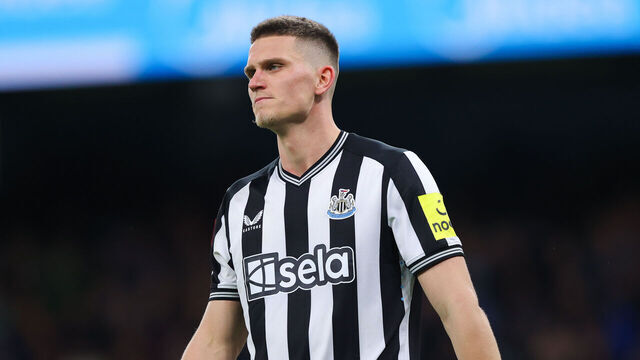 MANCHESTER, ENGLAND - MARCH 16: Sven Botman of Newcastle United during the Emirates FA Cup Quarter Final match between Manchester City and Newcastle United at Etihad Stadium on March 16, 2024 in Manchester, England.